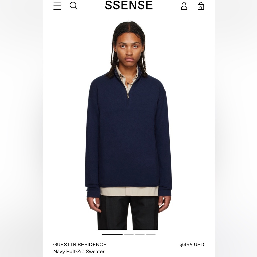 GUEST IN RESIDENCE Navy Blue Half-Zip Sweater Size XL